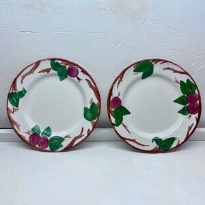 🍎 lot 2 dinner 10 5/8” plates Franciscan Apple vintage EUC England LN